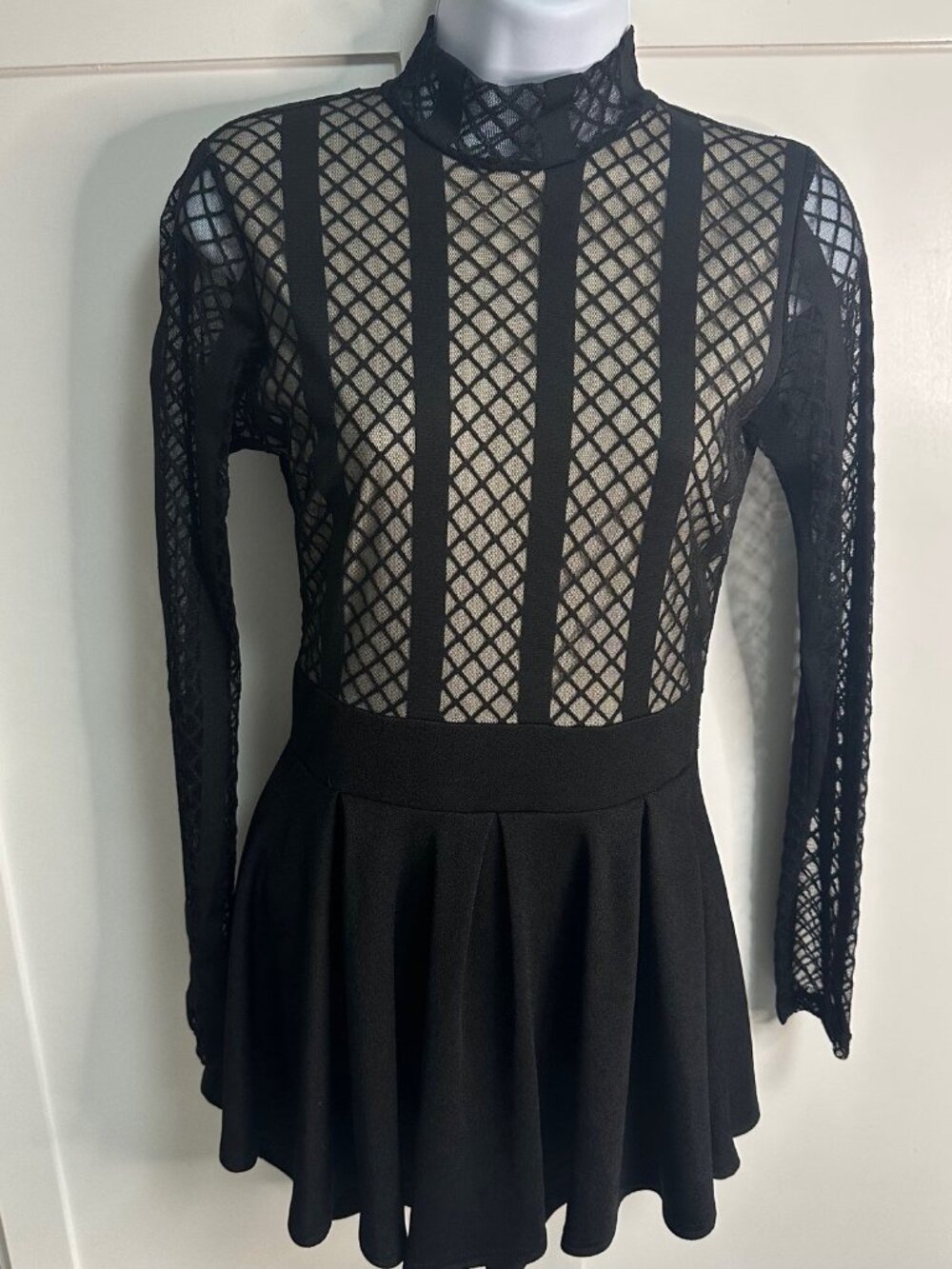 Agaci Black Lace Long Sleeve Jumper Medium Flared Skirt Y2K Coquette